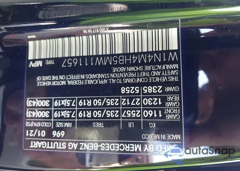 2021 Mercedes-Benz Glb 250 4Matic z USA, uszkodzony, nr VIN W1N4M4HB5MW111657